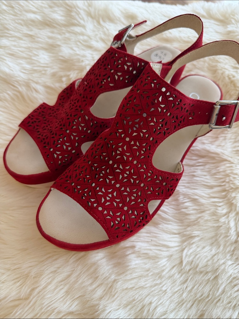 Gabor Women’s Red Laser-Cut Slingback Sandals